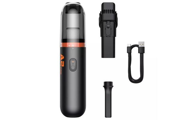 Baseus A2Pro Car Vacuum Cleaner - 6000PA Powerful Suction, Cordless & USB-C Rechargeable, Washable HEPA Filter, Quiet Operation - Black